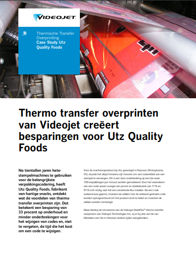 De Videojet DataFlex printer creëert besparingen voor Utz Quality Foods.